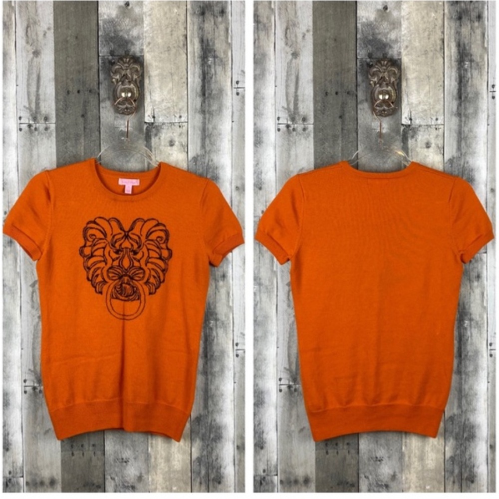 Lilly Pulitzer Orange Lion Motif Sweater XSmall